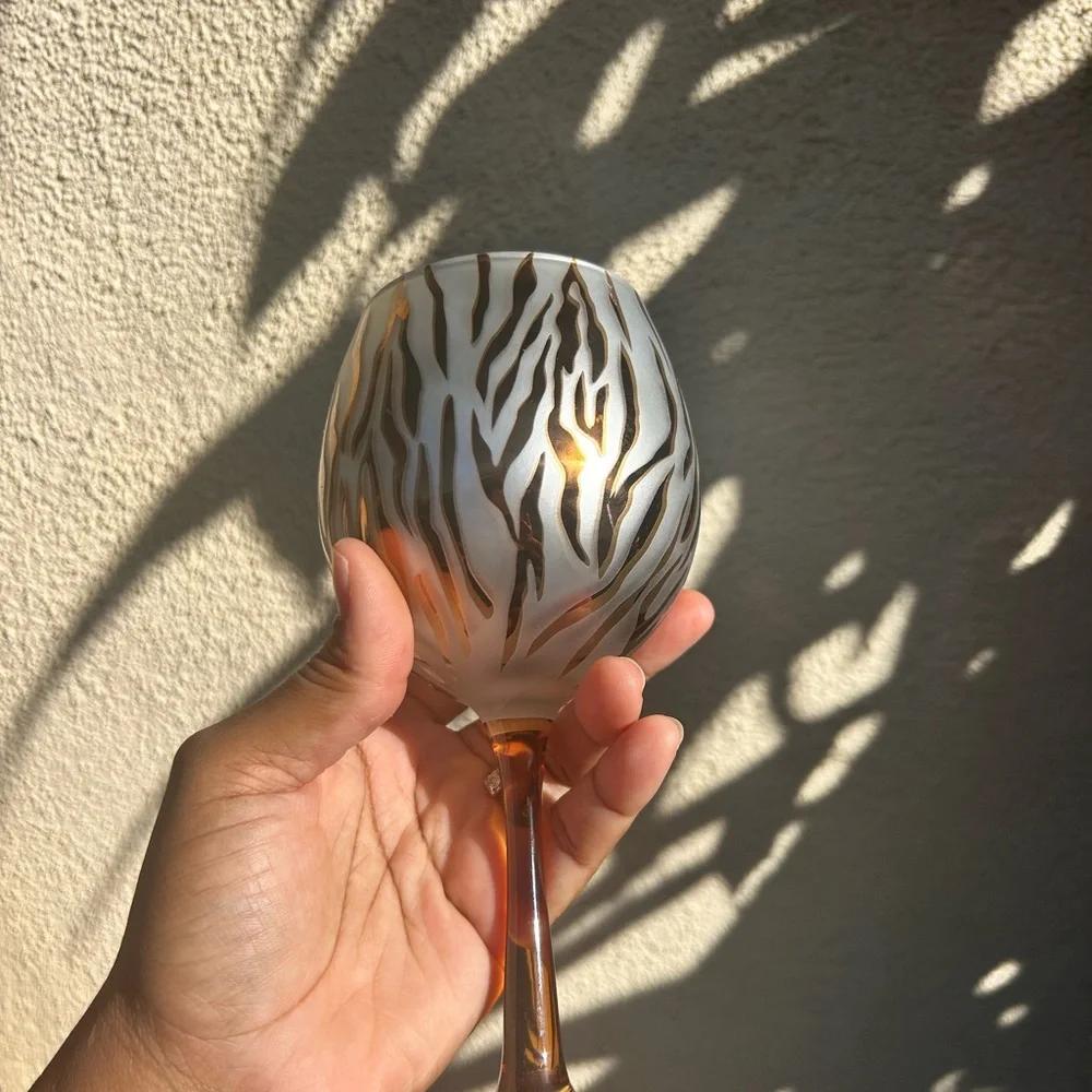 Rare Pier 1 Imports Zebra Frosted Satin Wine Glass